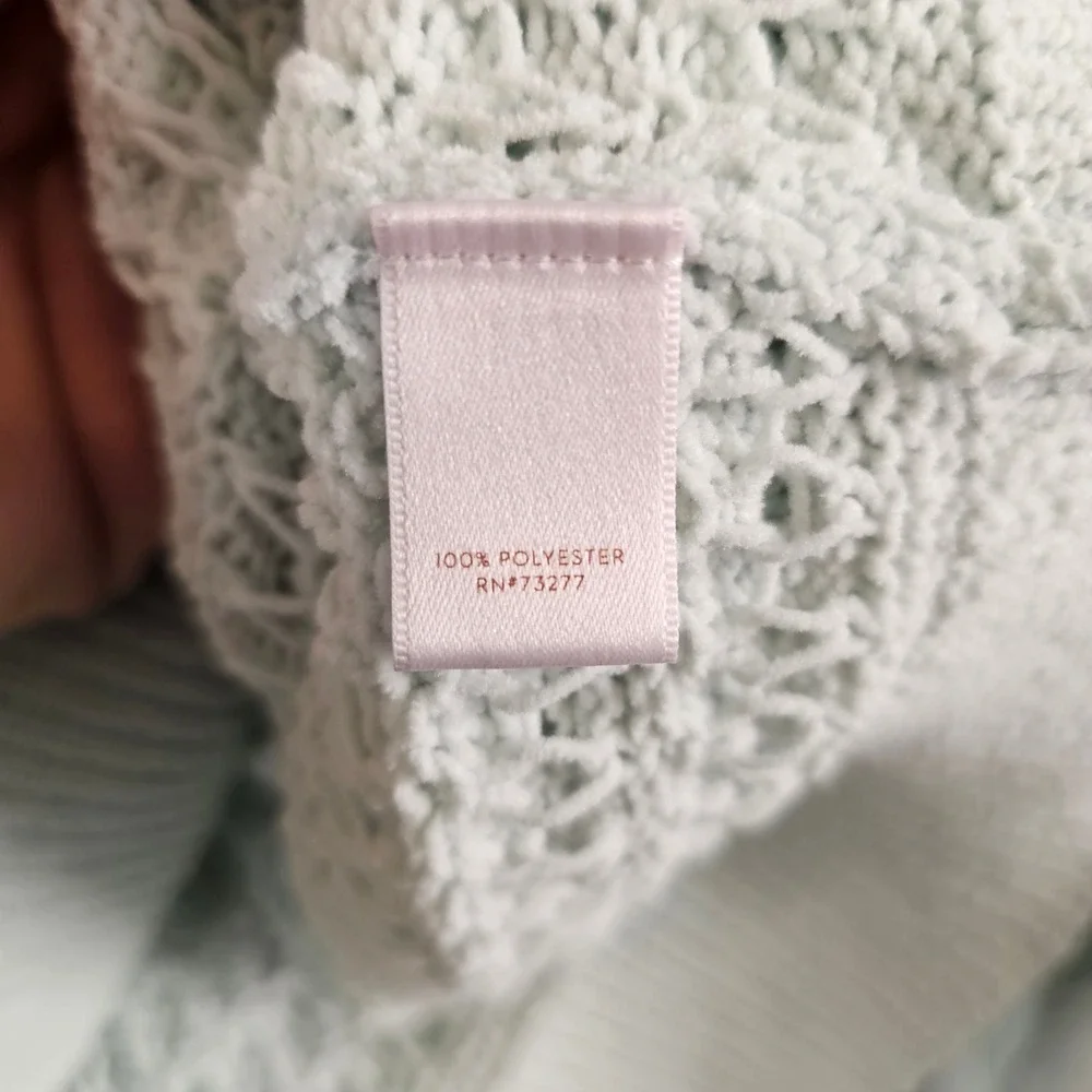 Lauren Conrad LC Light Blue Crochet Knit Pullover Sweater‎ Size S - Picture 6 of 7